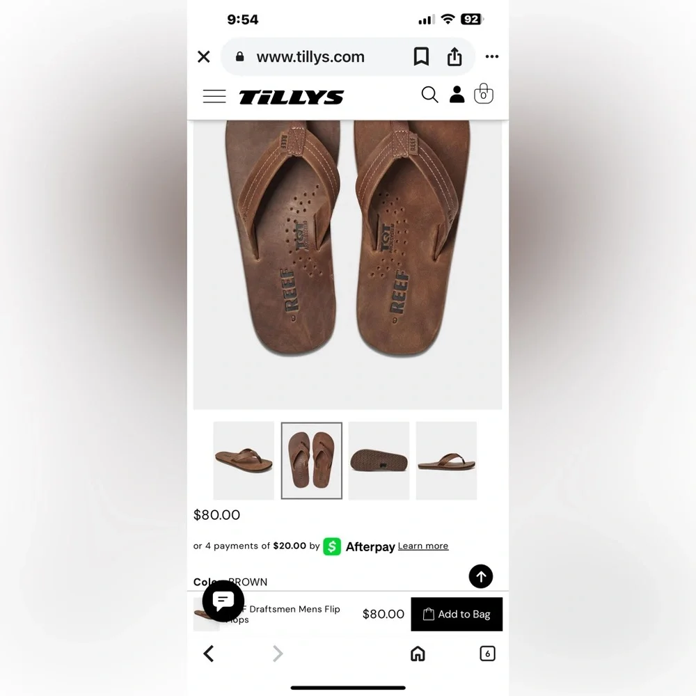 Reef Brown Men's Leather Flip-Flop Sandals